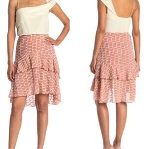 Walter Baker Jeannie Peach White Tiered Hi Lo Chiffon Skirt size 4 NEW